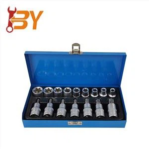 16 pz 1/2 poll. Set di chiavi a bussola a stella Torx Drive
